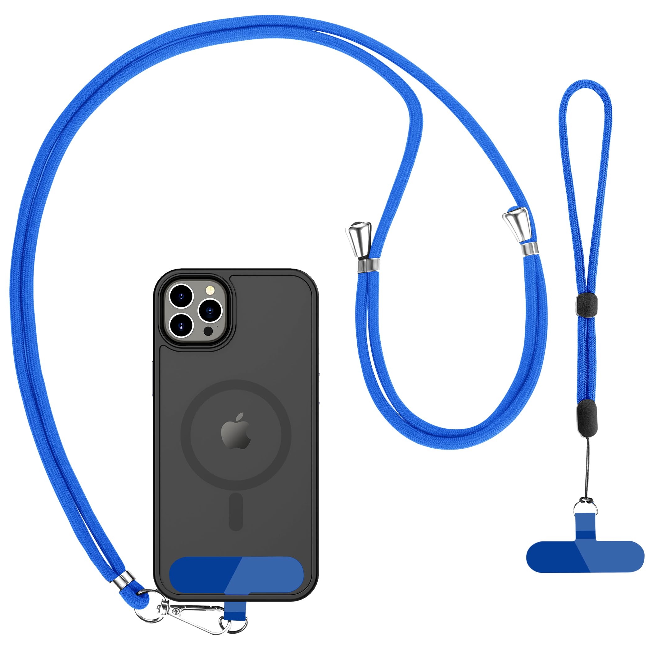 CACOE Cell Phone Lanyard 2 Pcs-1 Pcs Adjustable Neck Strap,1 Pcs Wrist Strap,2 Pcs Pads,Universal Crossbody,Multifuctional Compatible with Most Smartphones(Black)